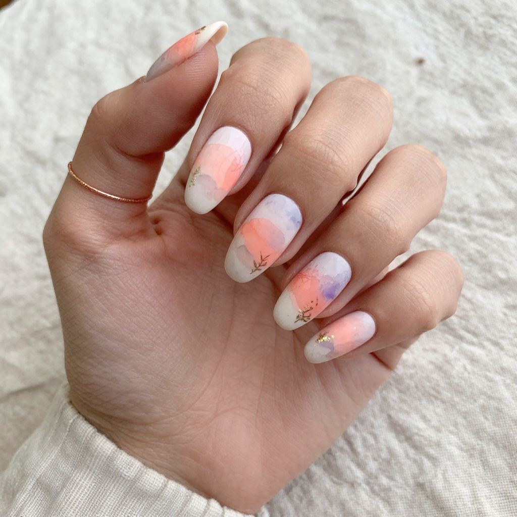 Sunset Blush Watercolor Nails
