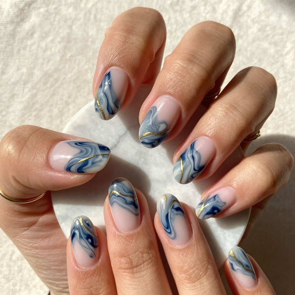 Marble Multicolor Swirl Nails