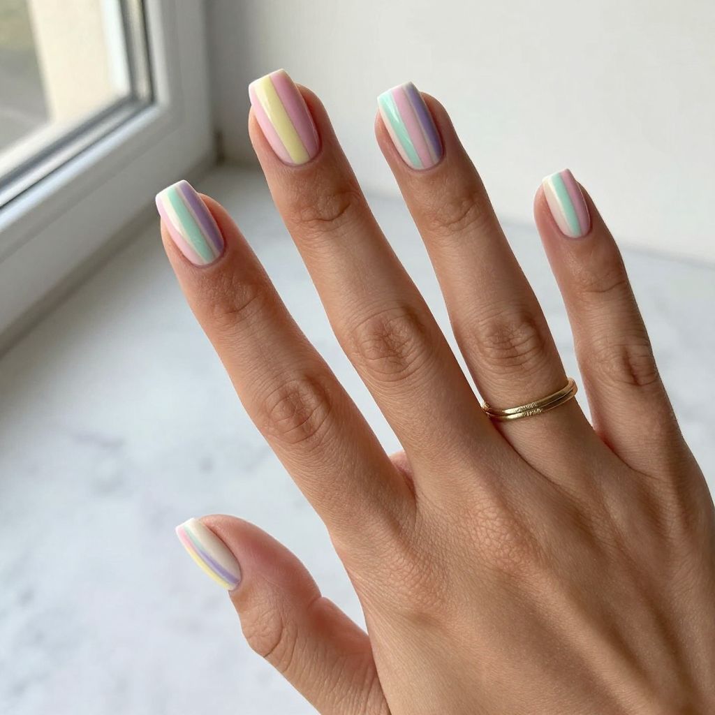 Candy Striped Multicolor Nails