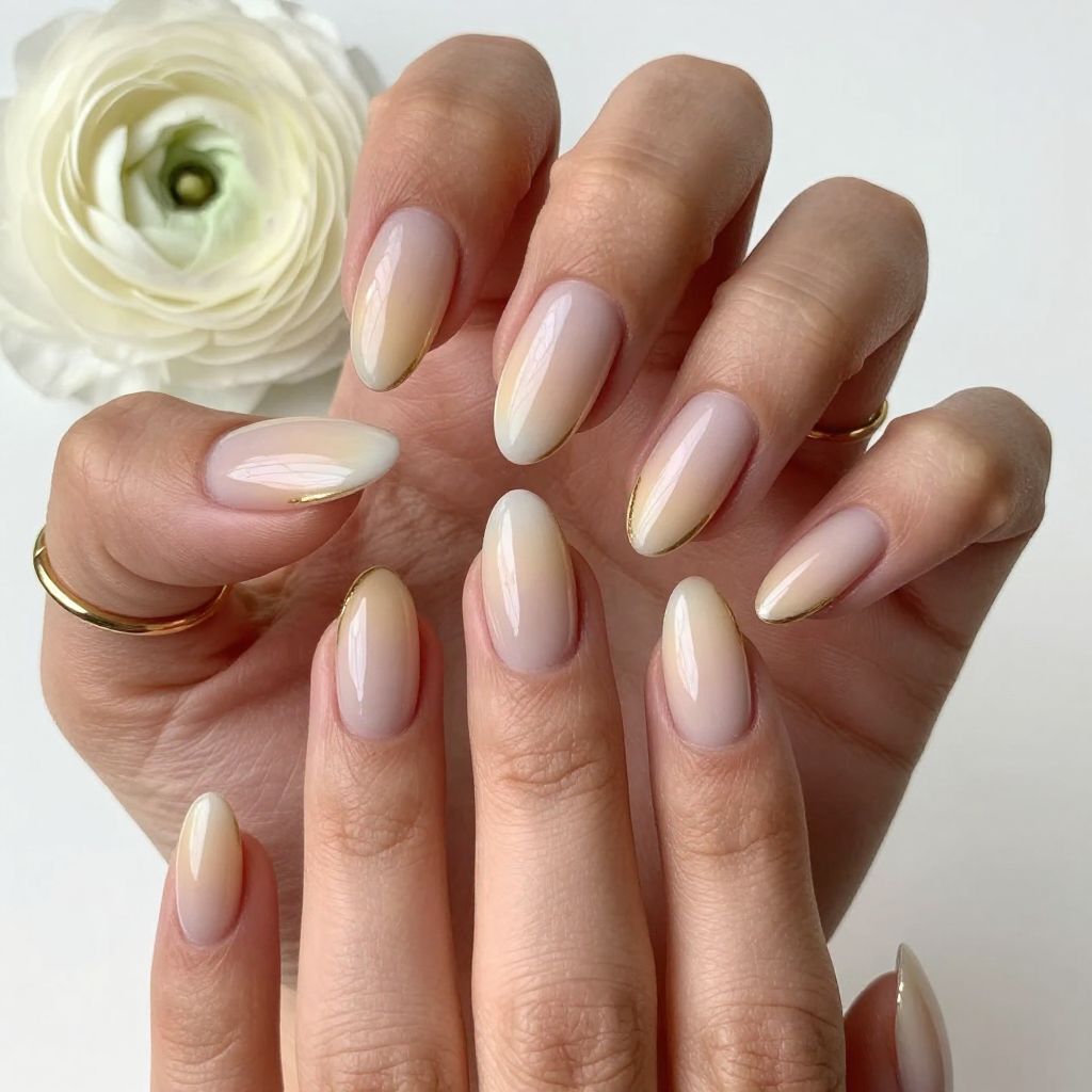 Classic French Ombre Almond Nails