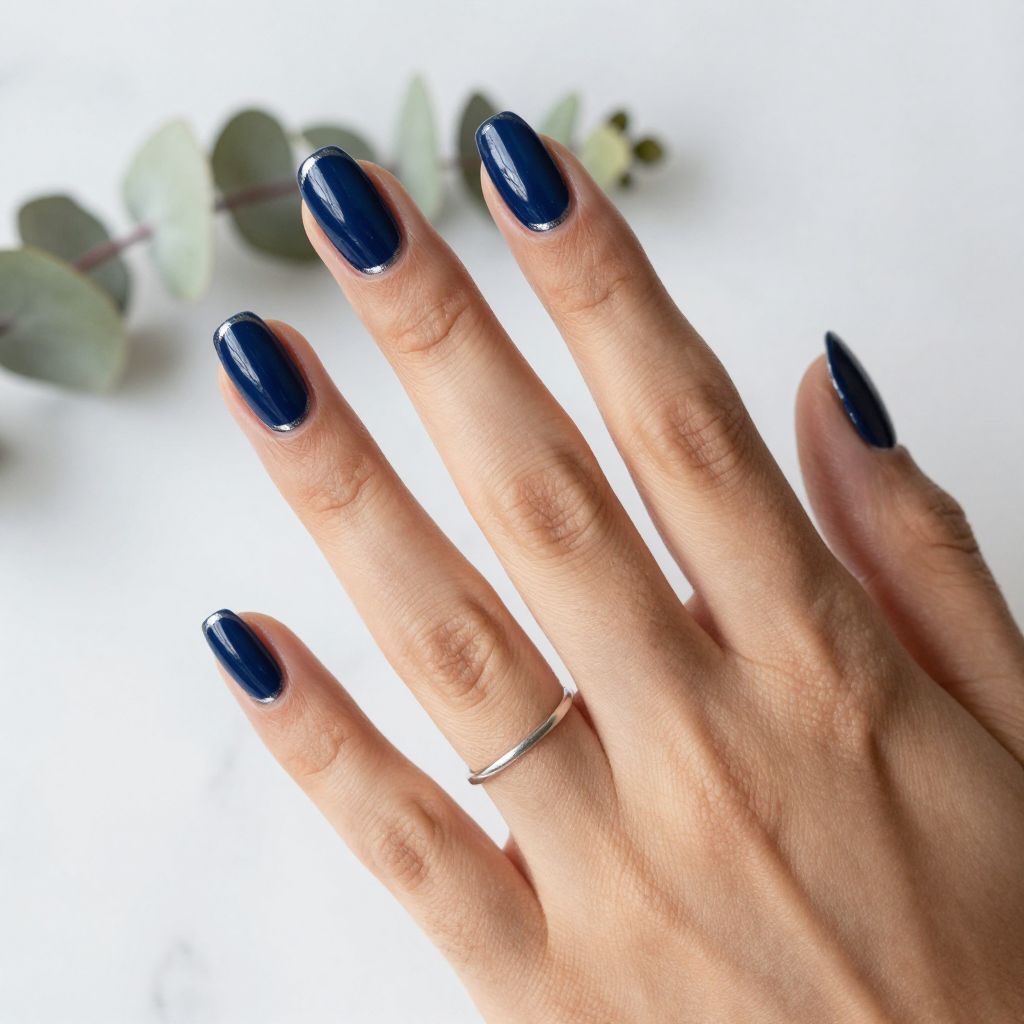 Deep Navy With Silver Lines