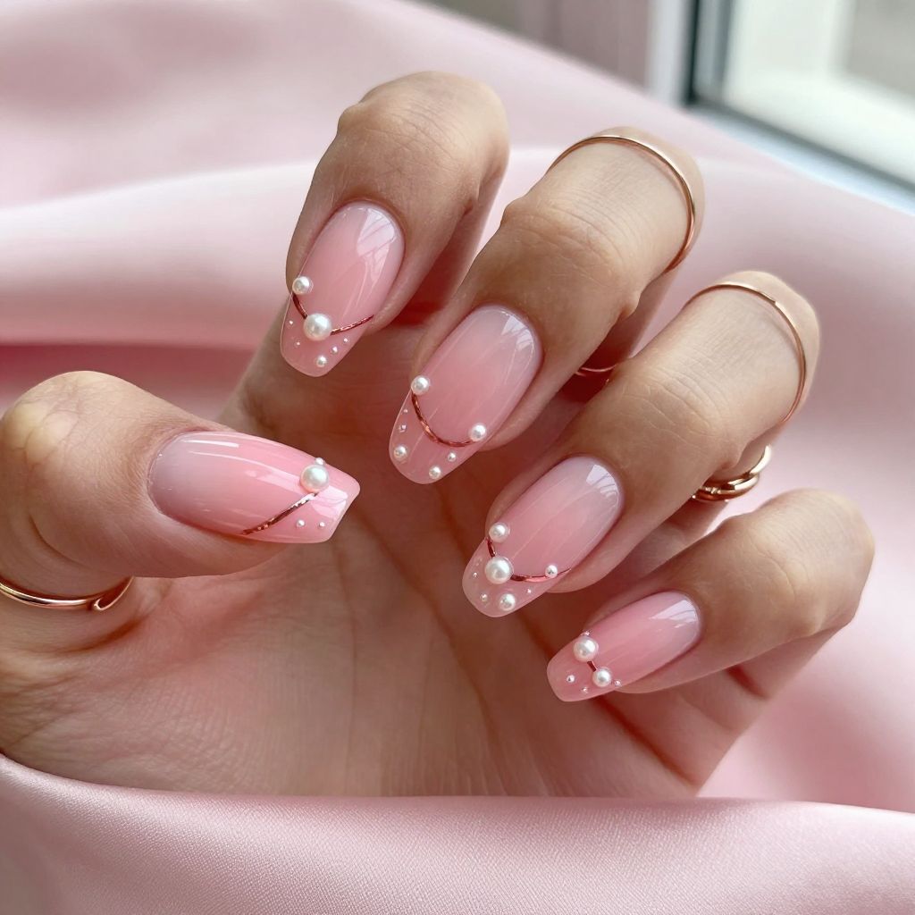 Soft Pink Ombre With Pearl Accents