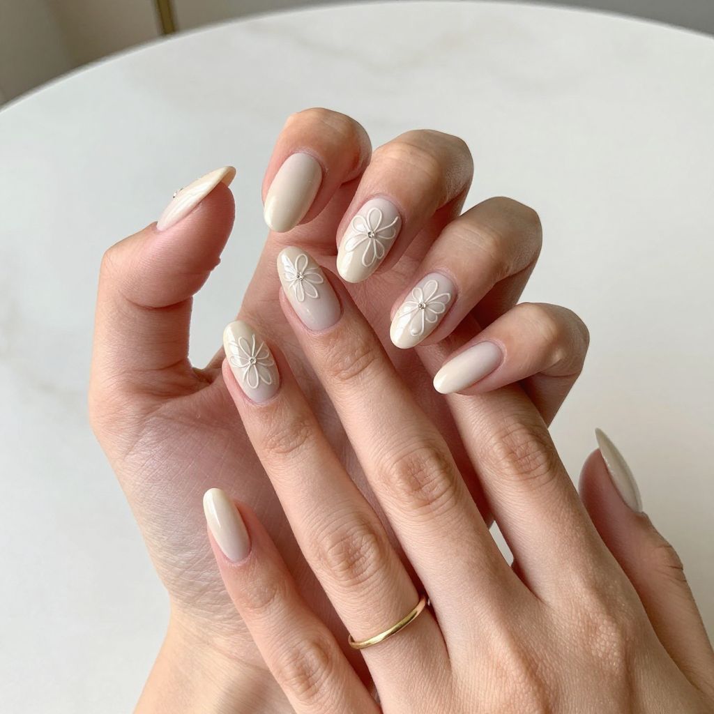 Soft Nude With Delicate Flower Embossing