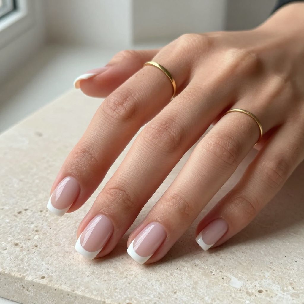 Nail Art Ideas For Short Nails - Classic French With Deep Smile Lines