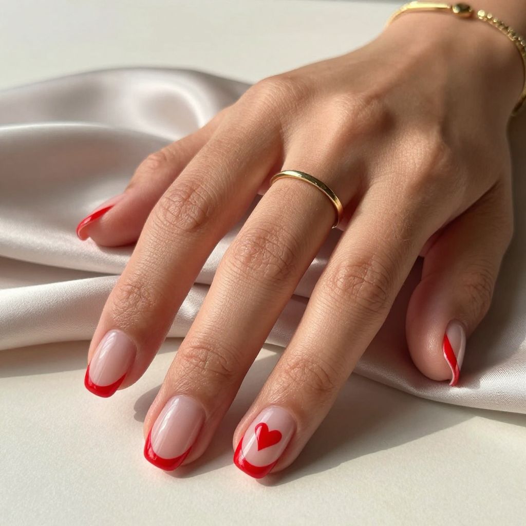 Nail Art Ideas For Short Nails - Cherry Red Micro French Tips