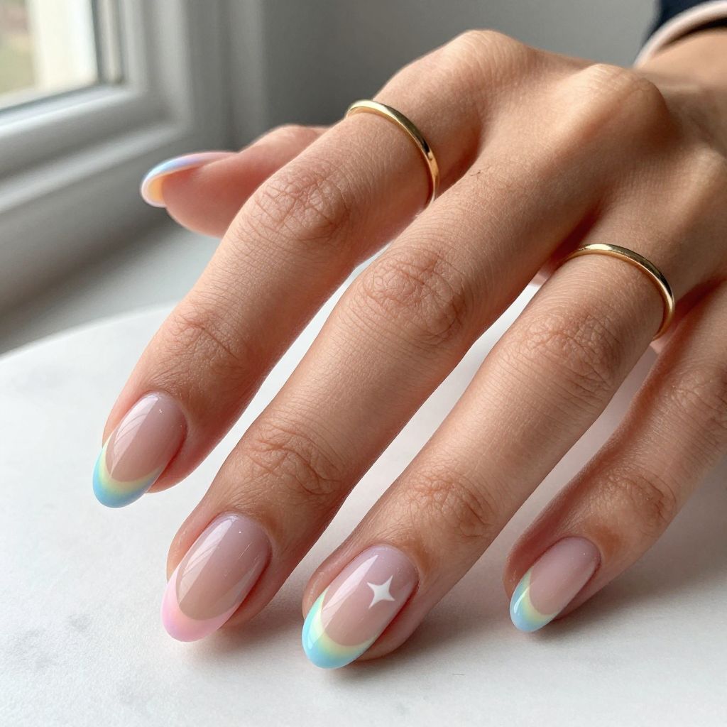 Nail Art Ideas For Short Nails - Pastel Rainbow Tips