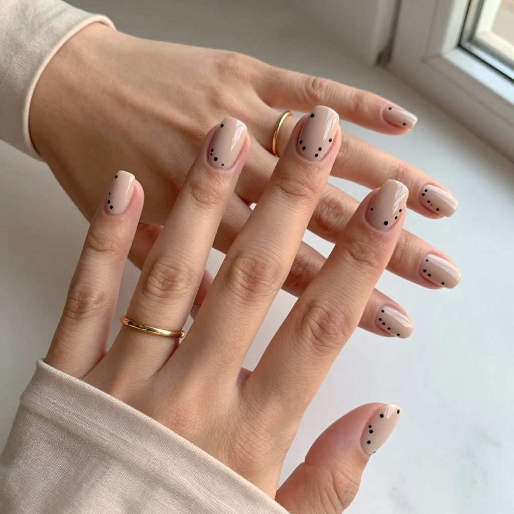Nail Art Ideas For Short Nails - Minimal Black Dot Art