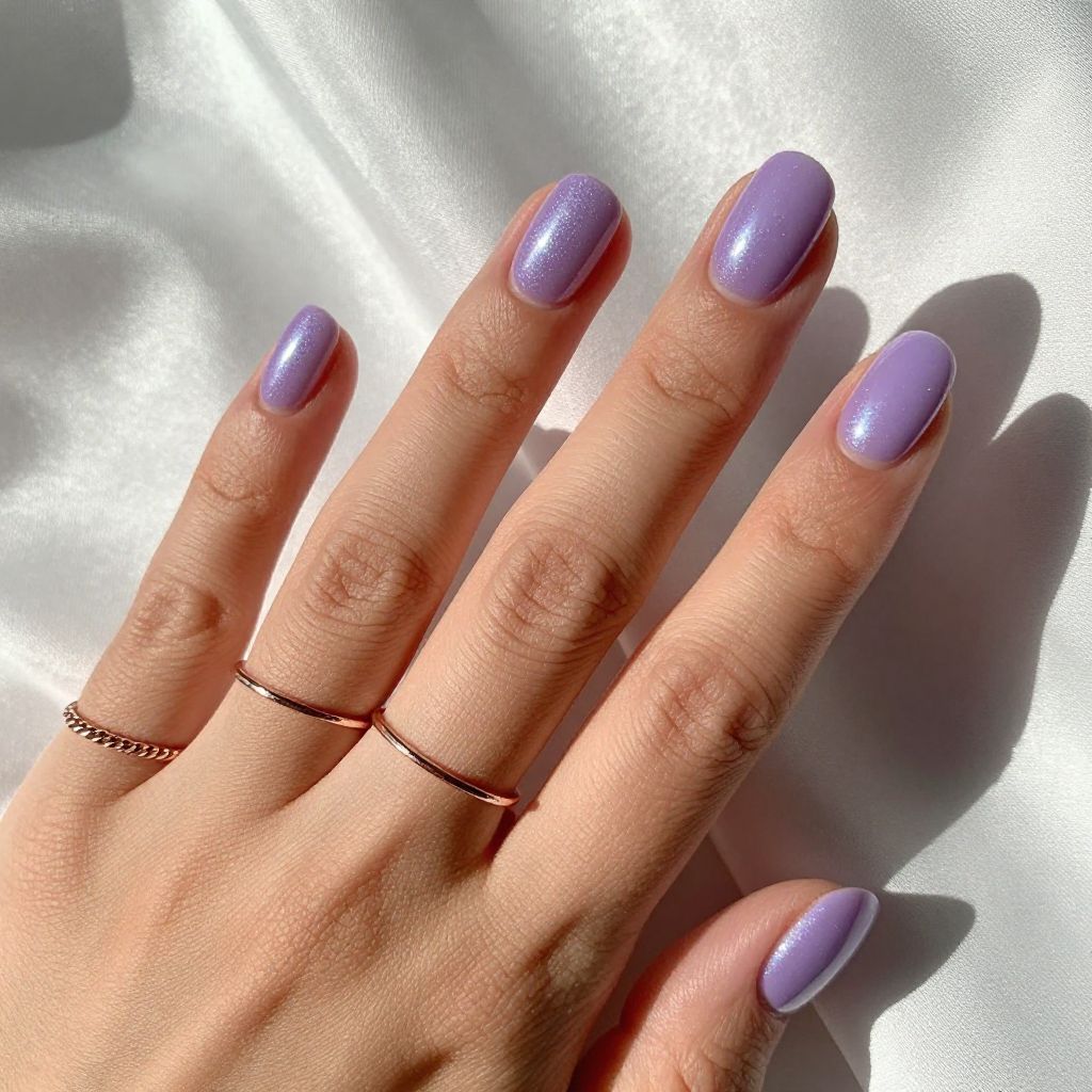 Nail Art Ideas For Short Nails - Lavender Chrome Glow