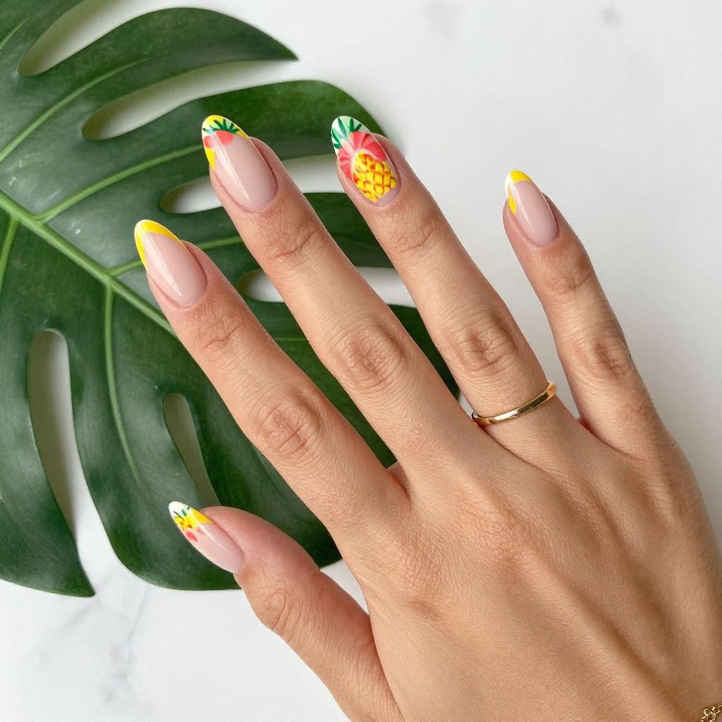 French Tips with Tropical Twist