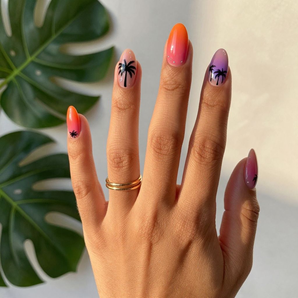 Sunset Ombre with Palm Trees
