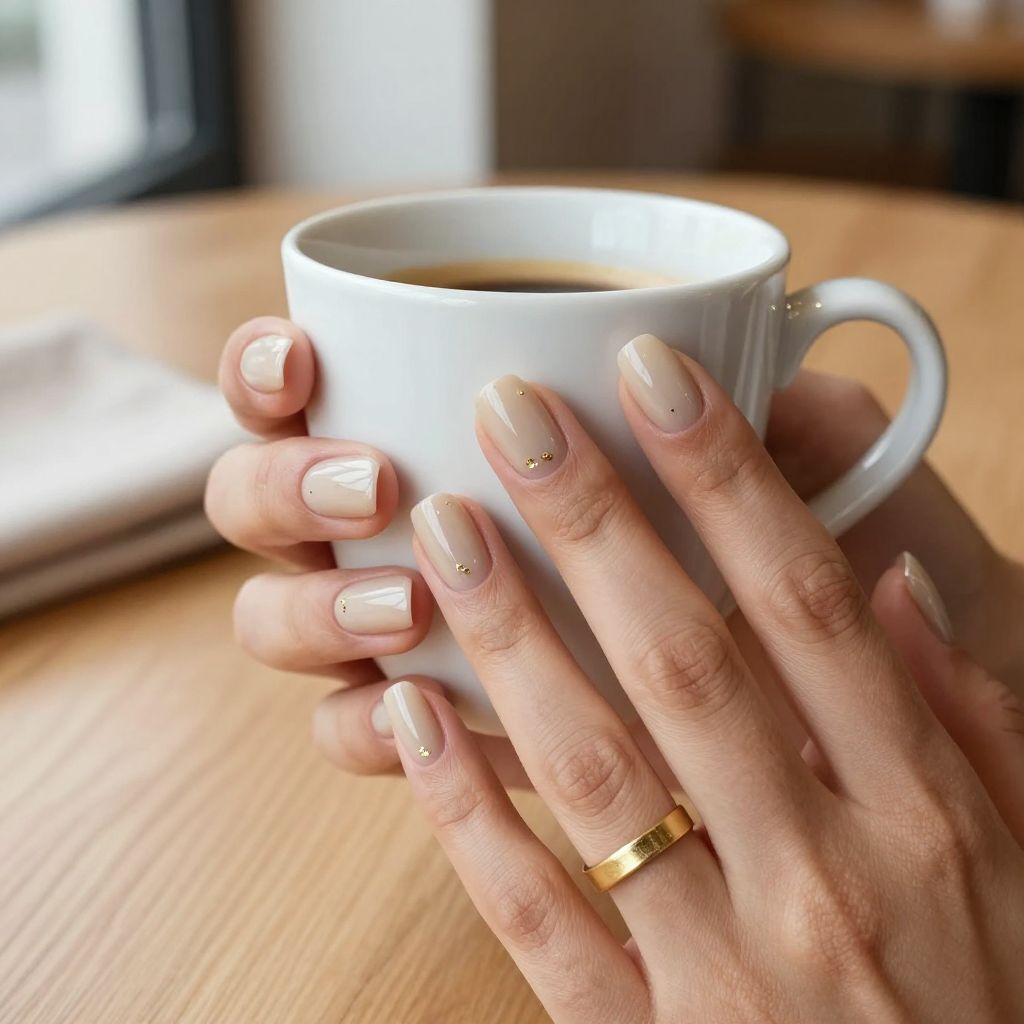 Milky latte neutral nail color