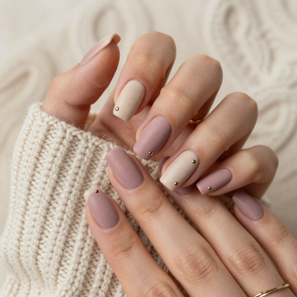 Dusty rose velvet nails