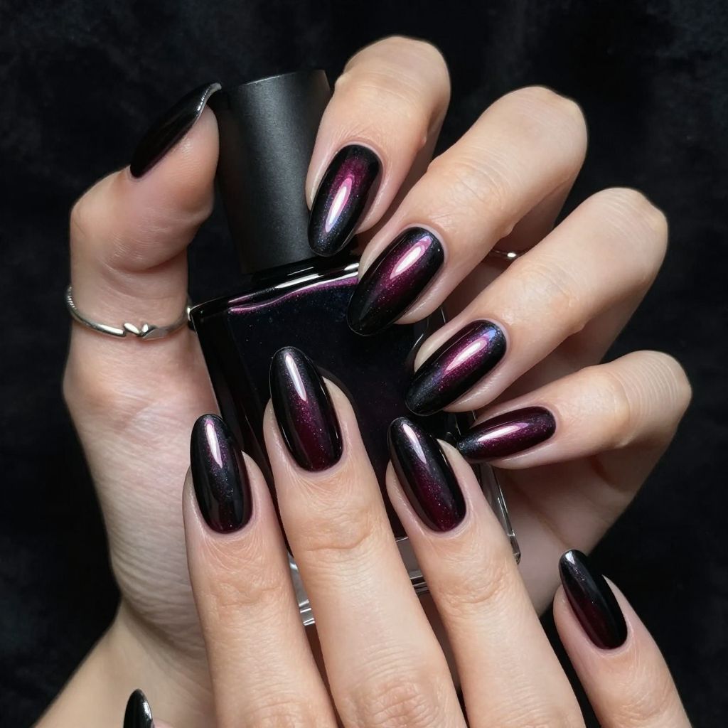 Black cherry chrome nails