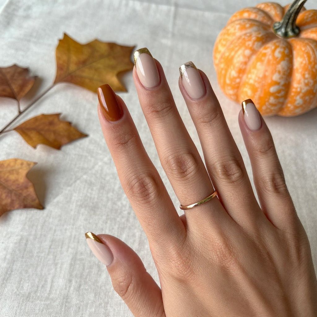 Rust Gold French Tips