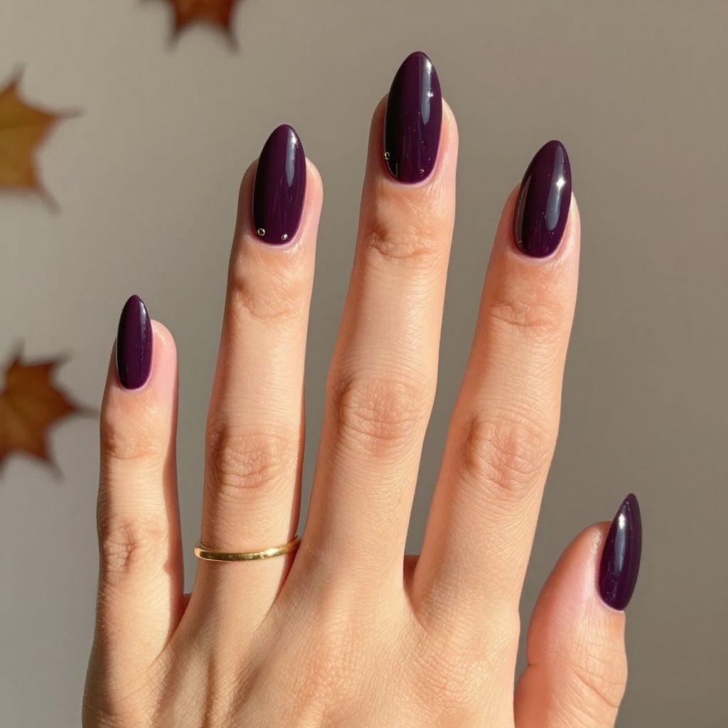 Midnight Plum Stiletto Nails