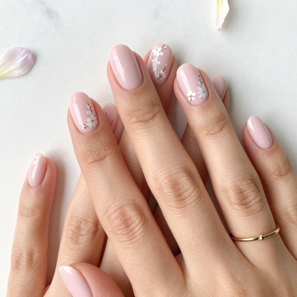 Soft Pink with Delicate Flower Accent