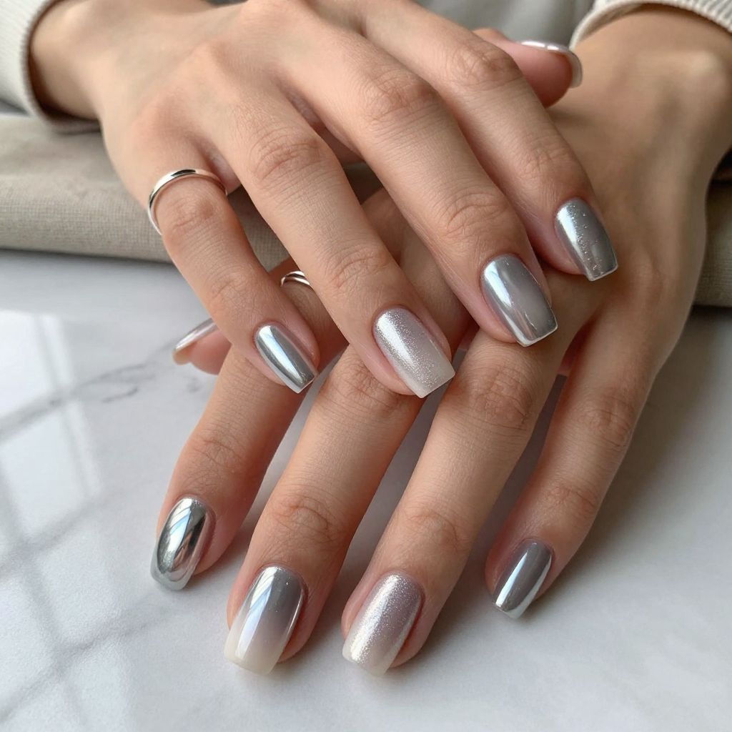 Chrome Silver with Ombre Effect