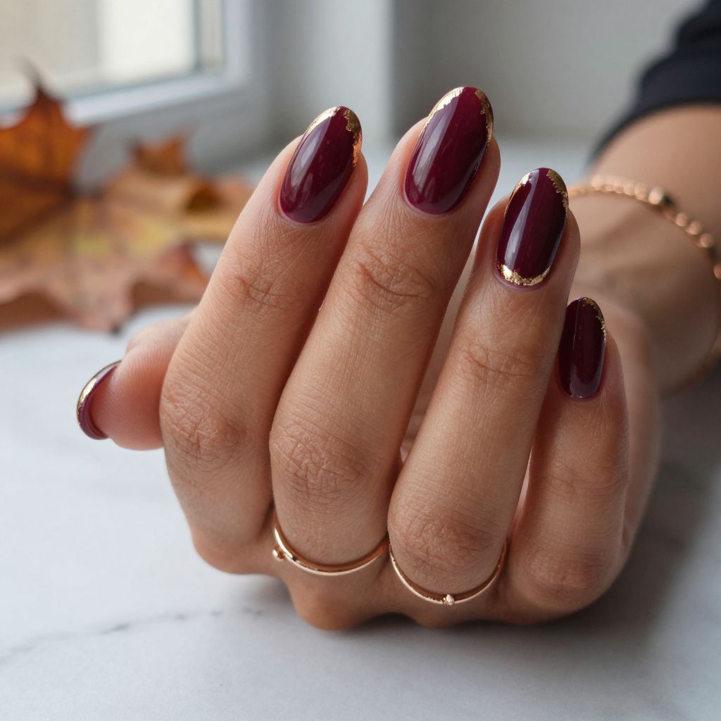 Deep Burgundy with Gold Accents