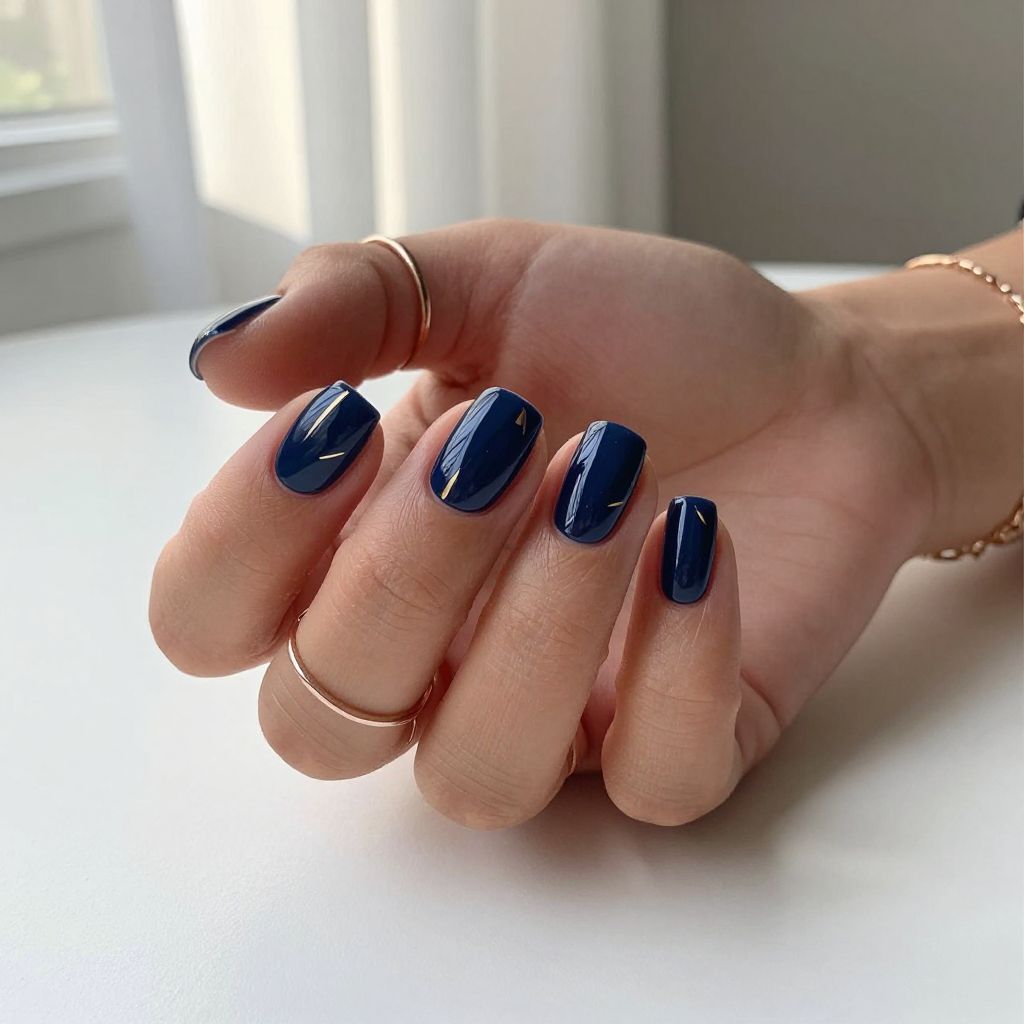 Navy Blue with Metallic Gold Details