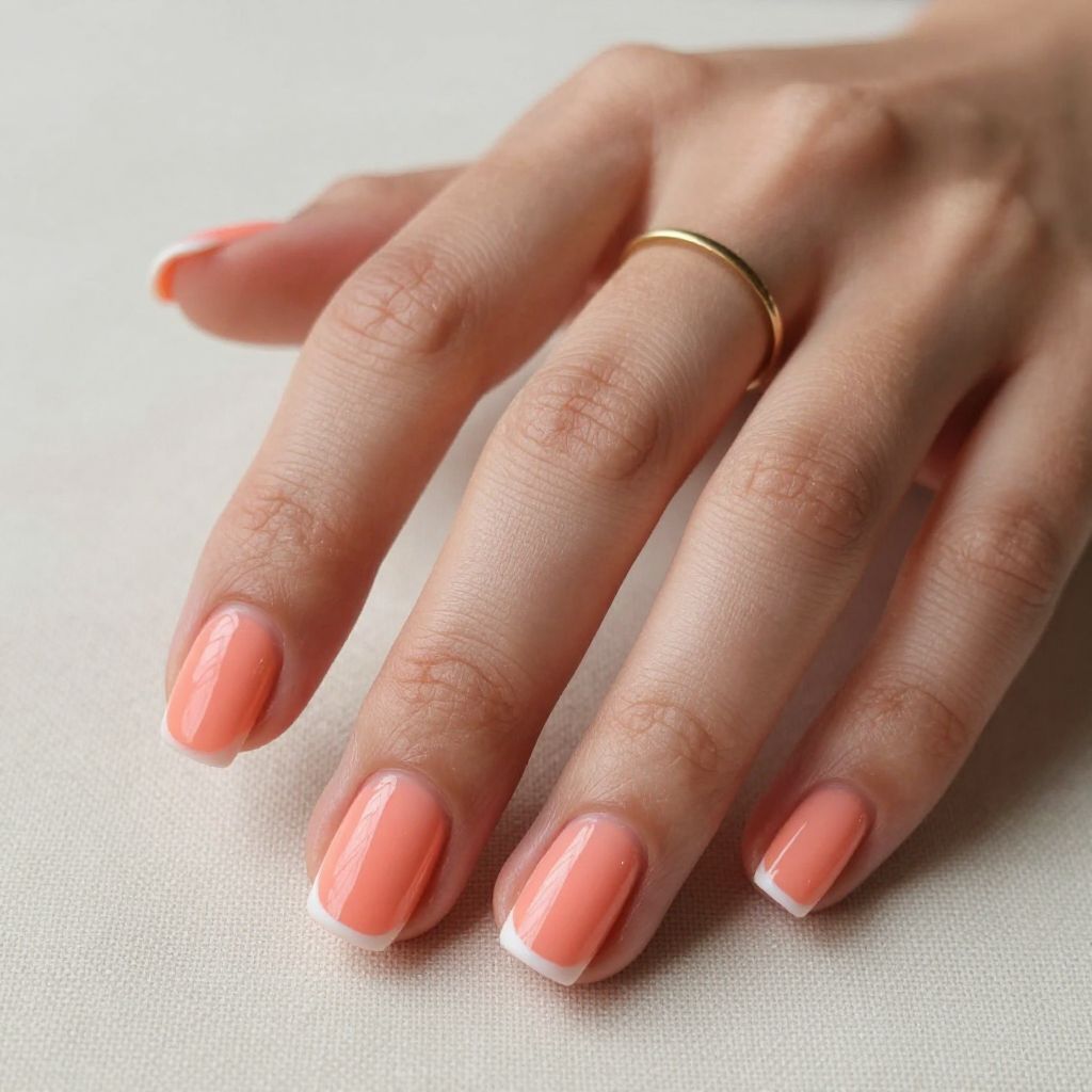 Coral Cream Short Square Nails
