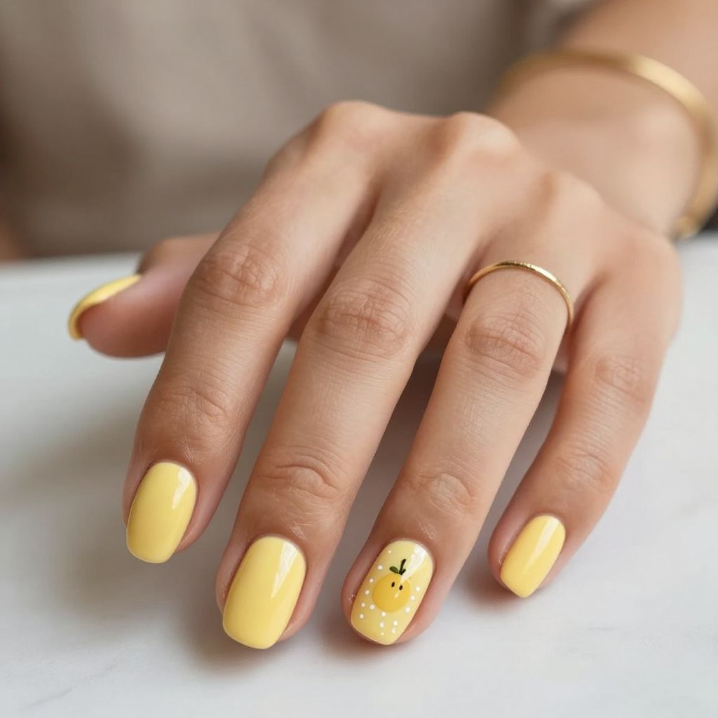 Lemon Sorbet Oval Nails