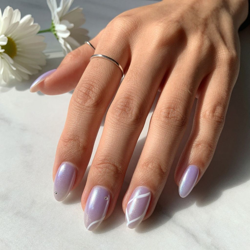 Lilac Pearl Almond Nails