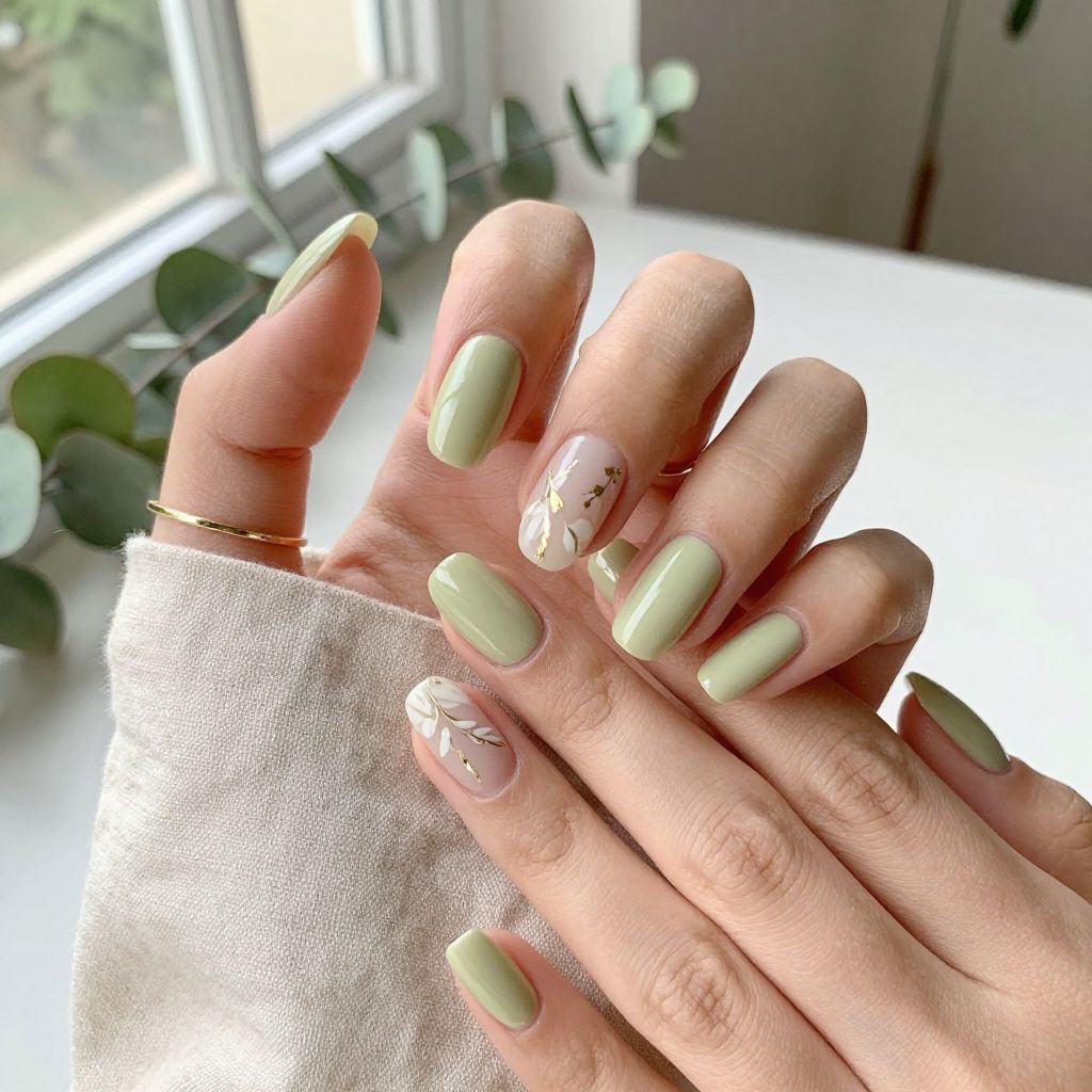 Pistachio Green Oval Nails