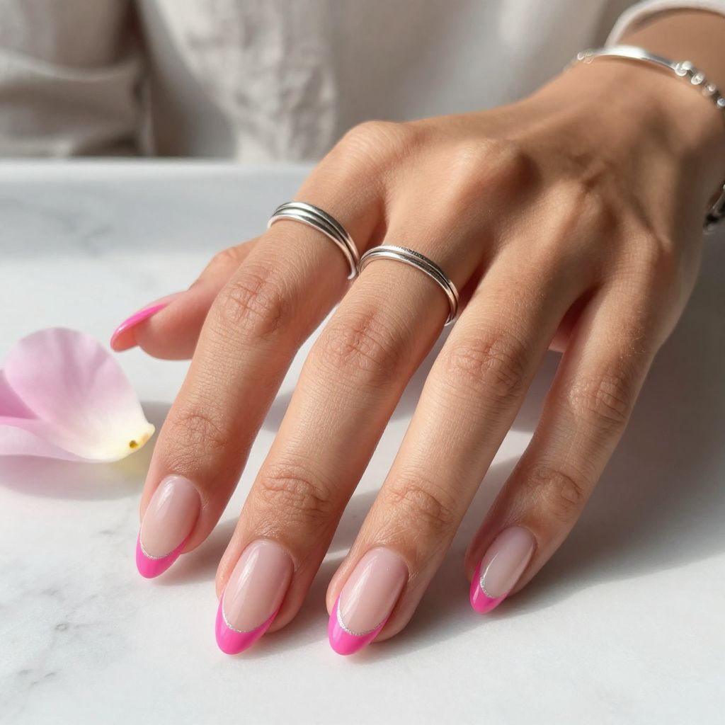 Hot Pink Micro French Nails