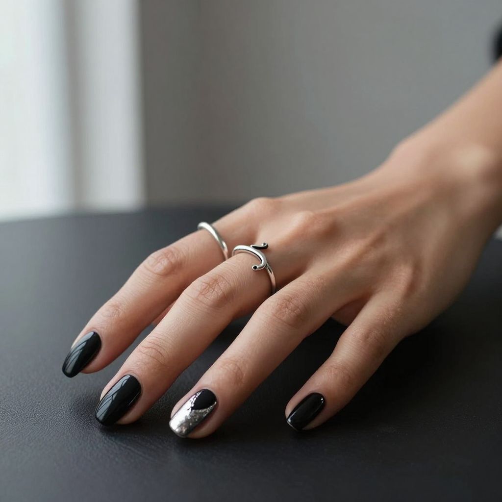Black Almond Nails