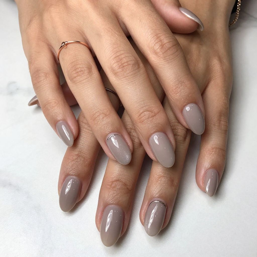 Sheer Taupe Almond Nails