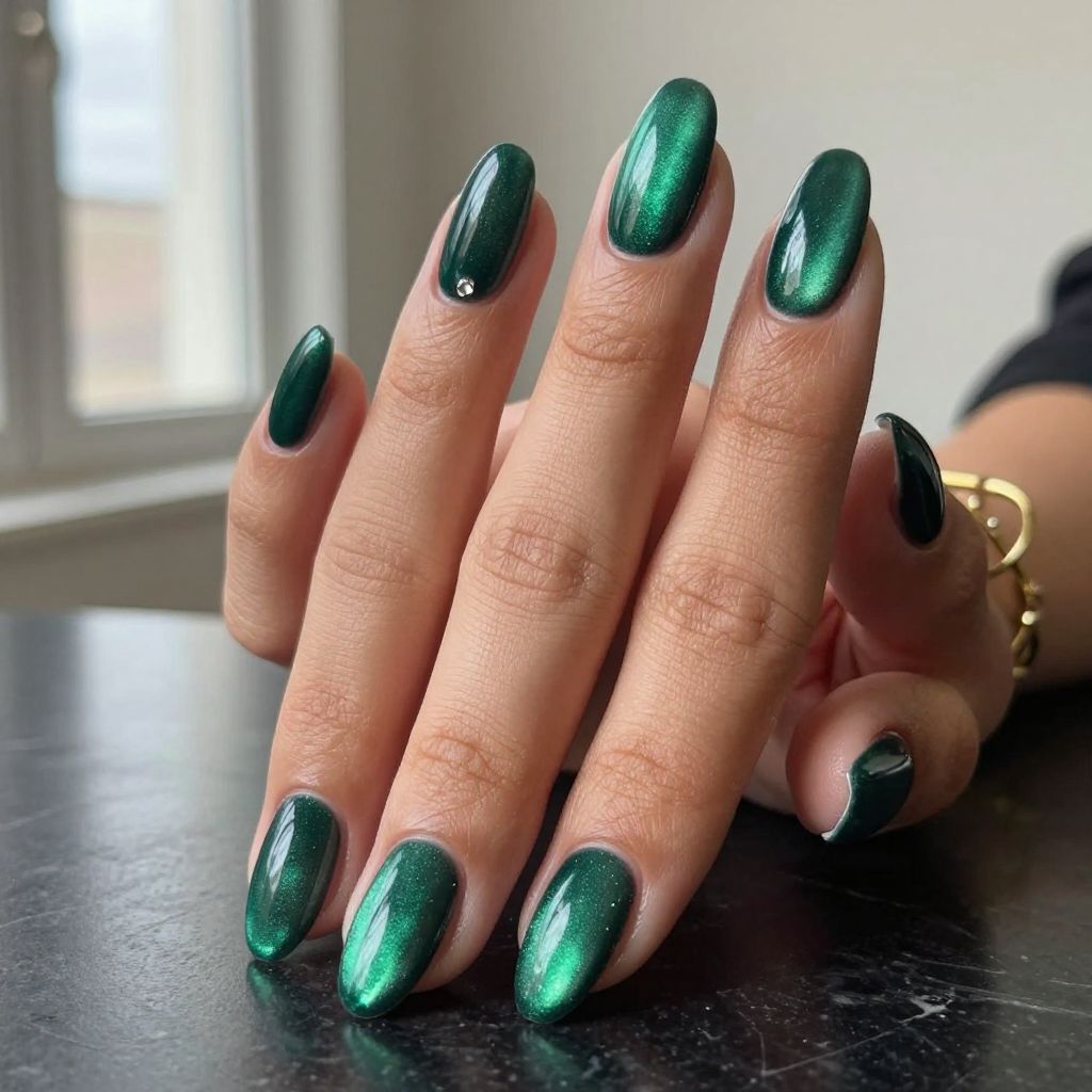 Velvet Cat Eye Almond Nails