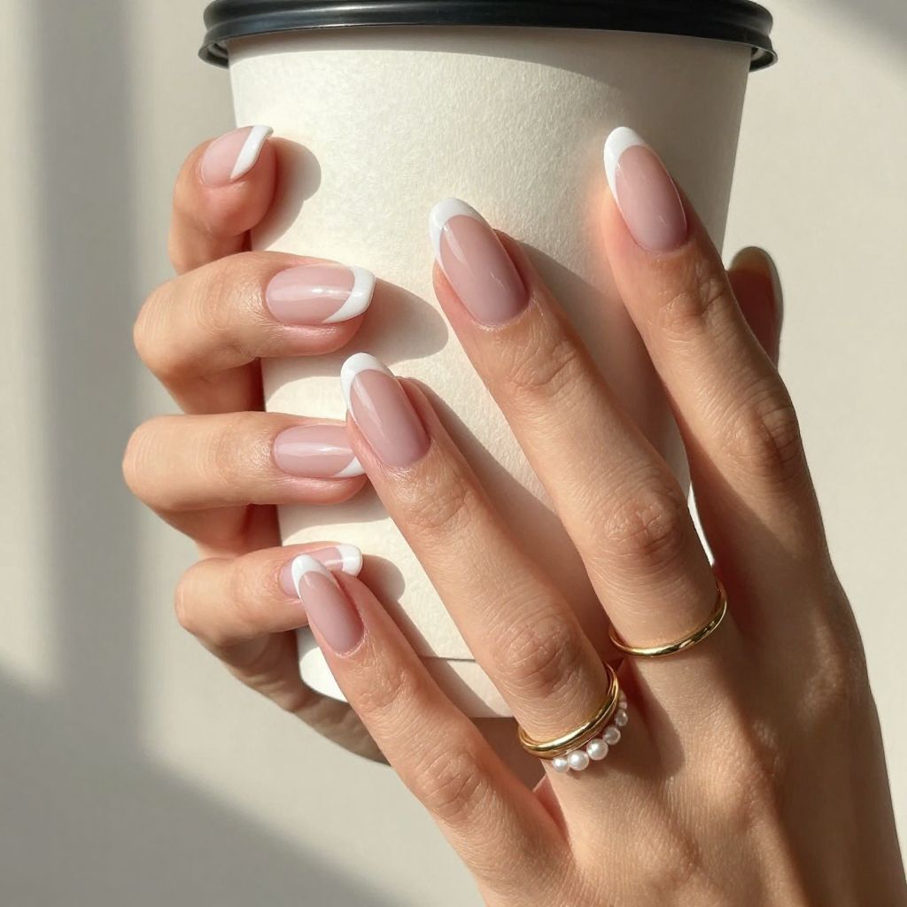 French Tip Almond Nails