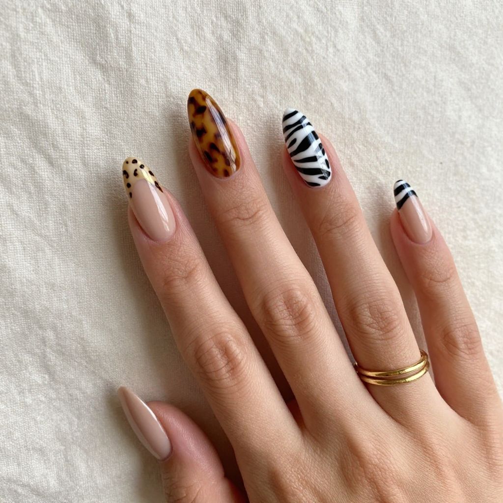 Animal Print Almond Nails