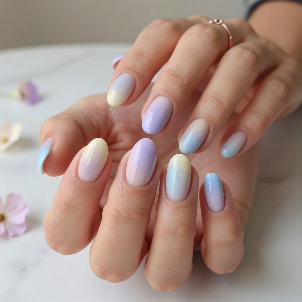 Pastel Ombre Coffin Nails