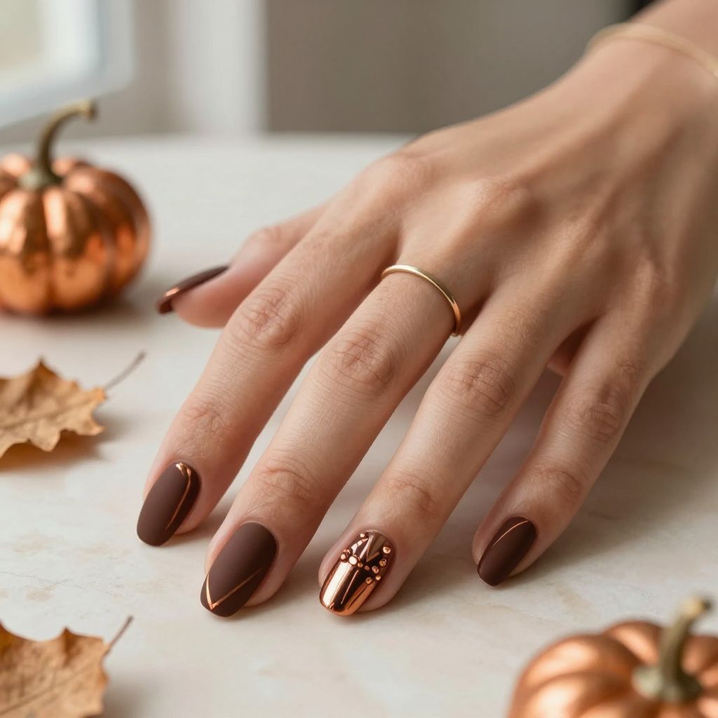 Chocolate Brown with Copper Metallic Details