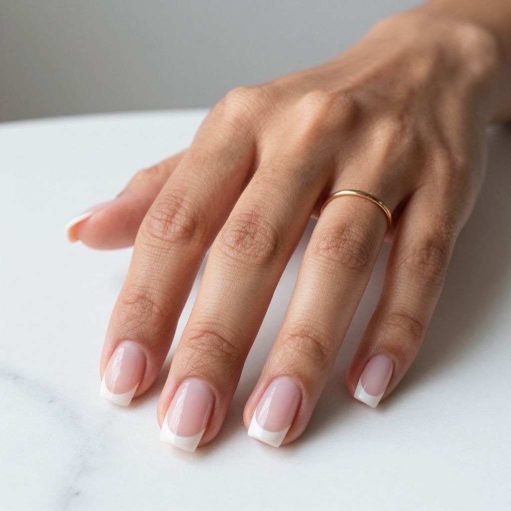 Classic White French On Short Square Nails