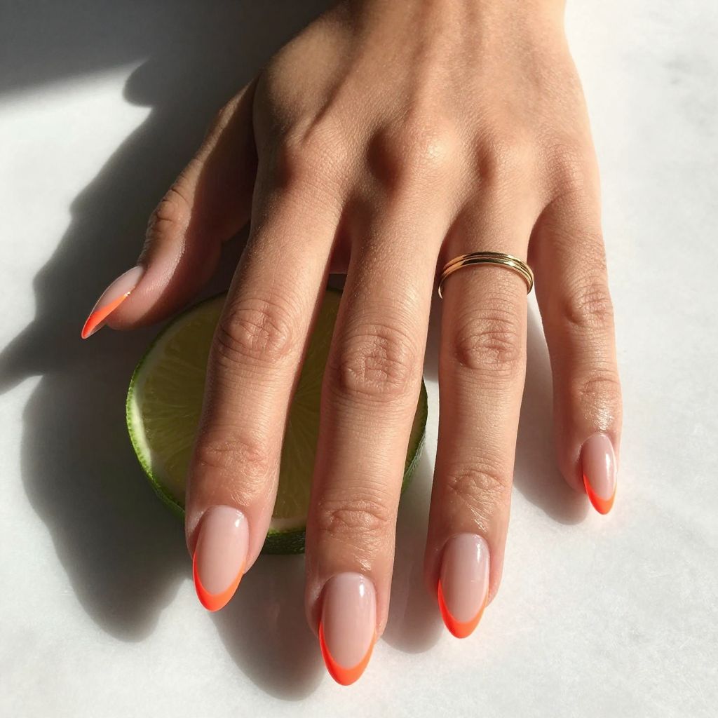 Neon French Tips For Summer