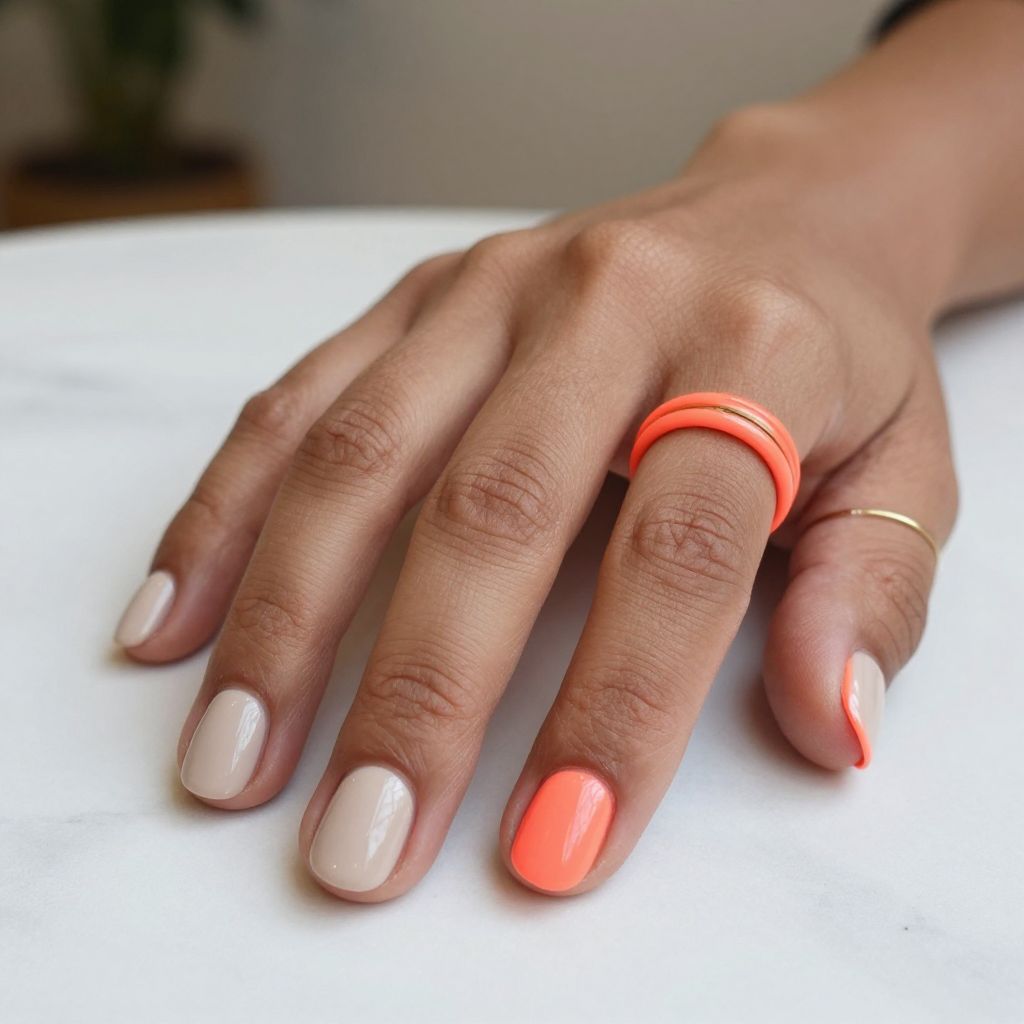 Neon Pop on One Accent Nail