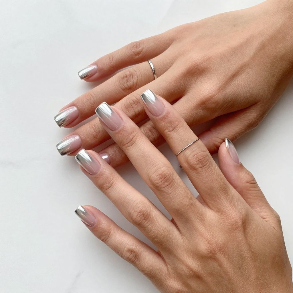 Chrome Square Nails