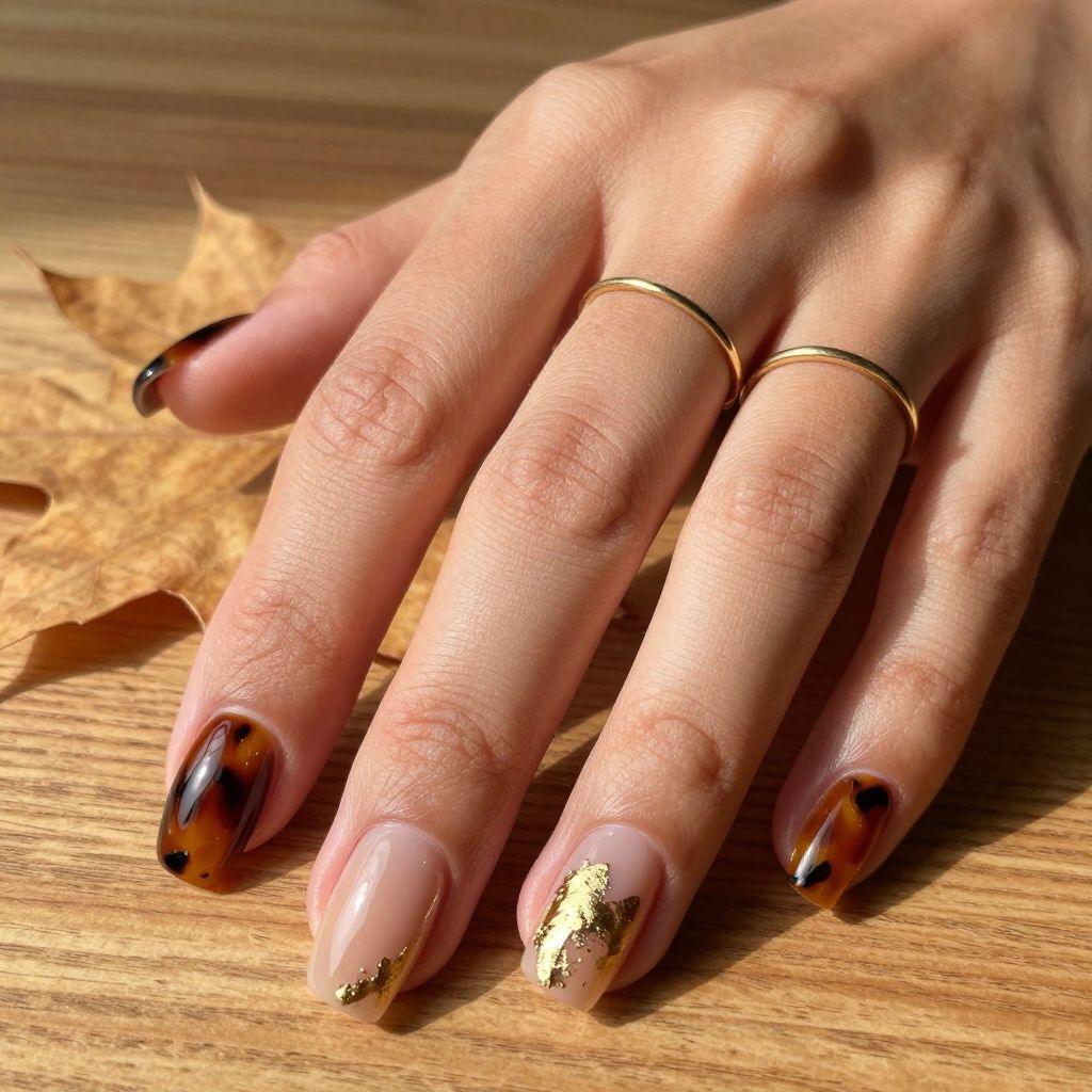 Tortoiseshell Square Nails