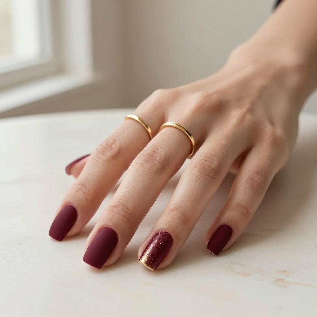 Burgundy Square Nails