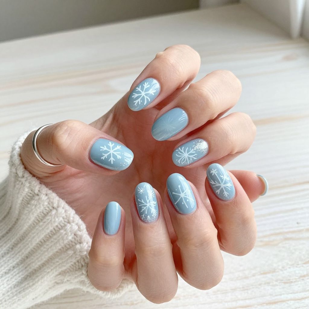 Icy Blue Snowflake Winter Design