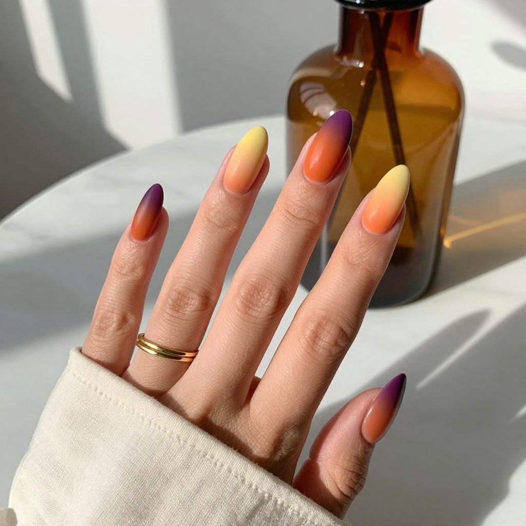 Sunset Gradient Almond Nails