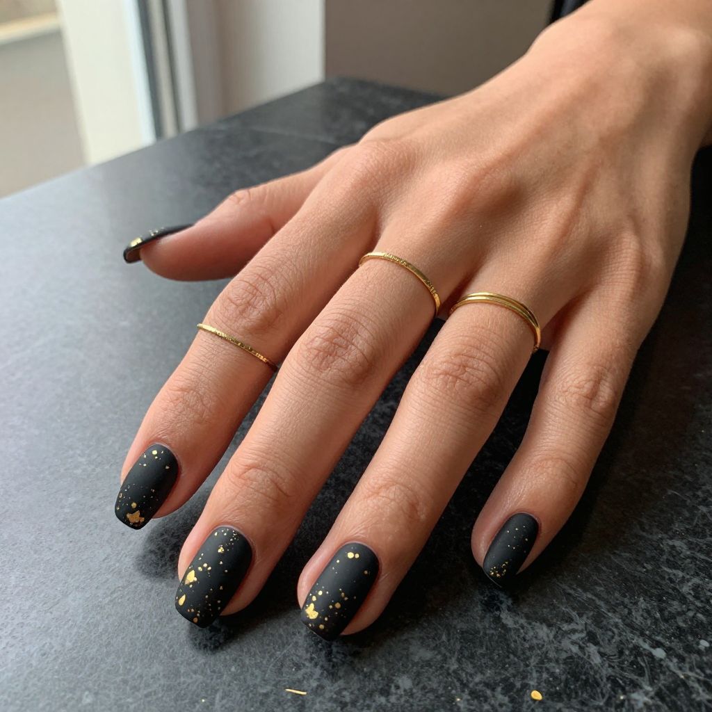 Matte Black with Gold Splatter