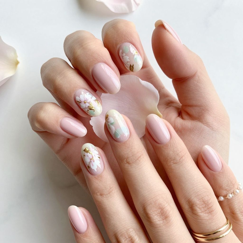 Soft Pink With Delicate Floral Art