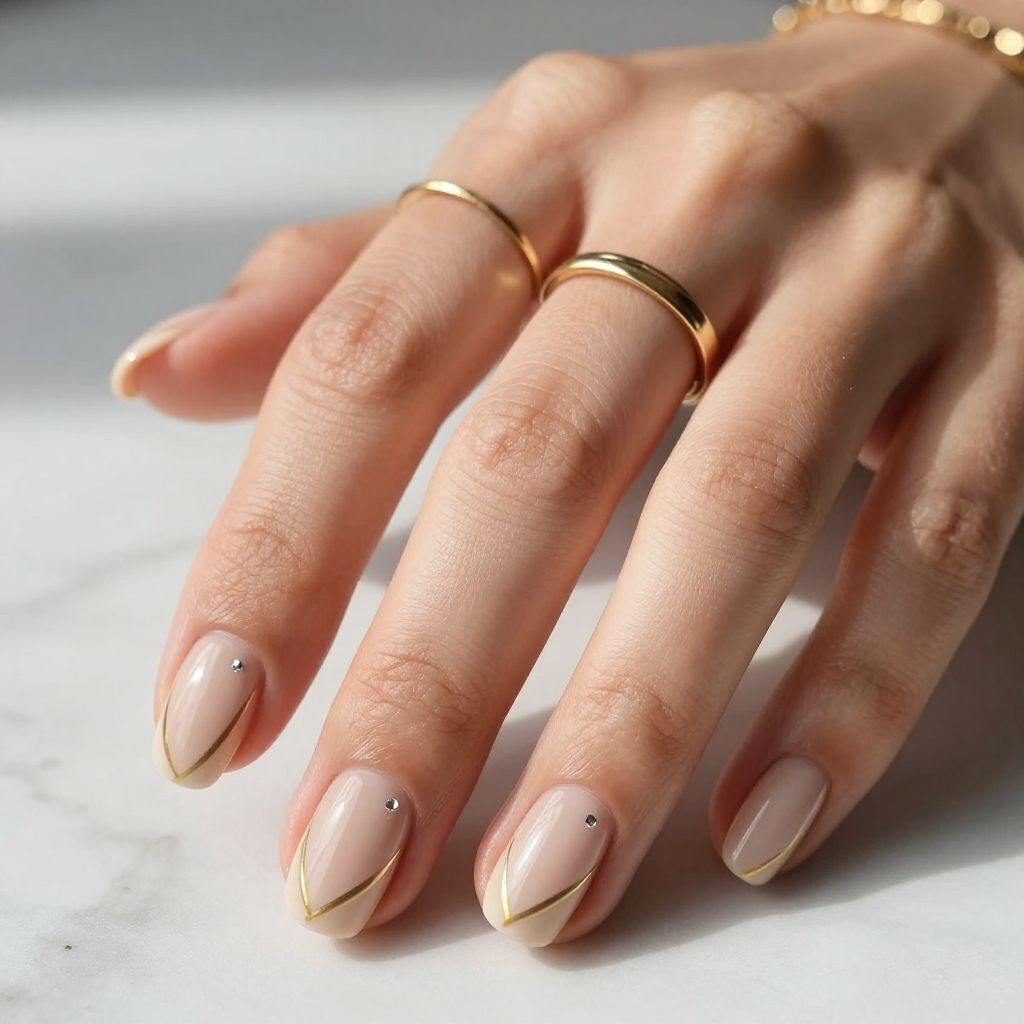 Soft Nude with Delicate Gold Lines