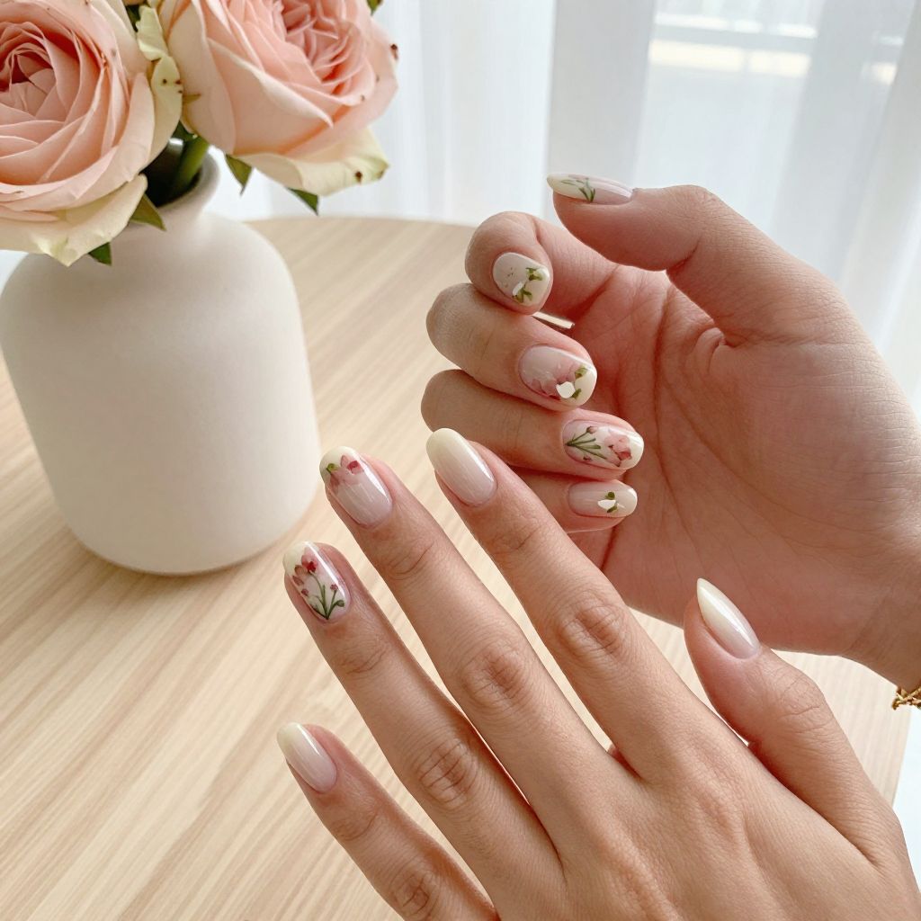 Ivory with Delicate Floral Watercolor