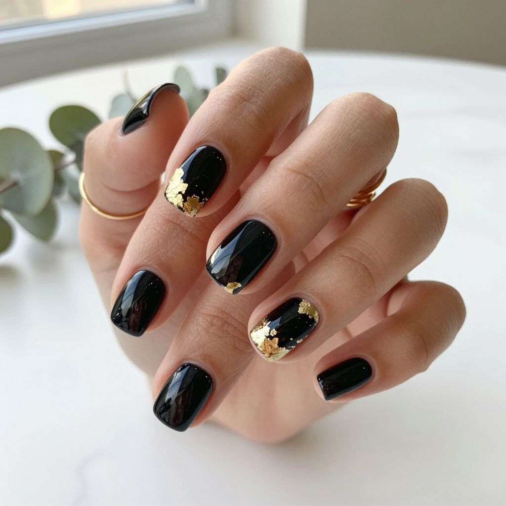 Glossy Black with Gold Foil Accents