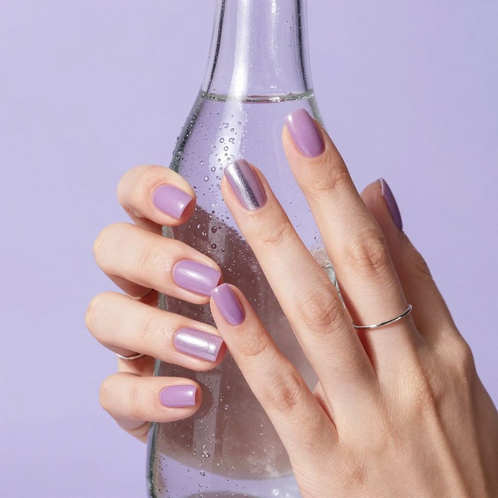 Glassy grape jelly short round nails