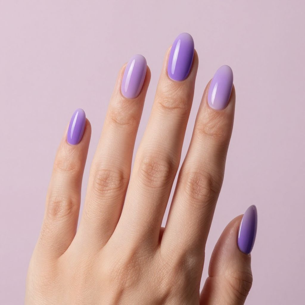 Simple nail designs Soft Lavender with Purple Gradient Tips
